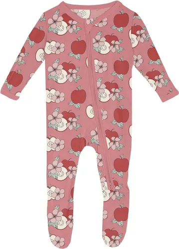 Vista 90 de KicKee Baby & Toddler - Pijama de viscosa ultrasuave de bambú con patas abatibles y puños