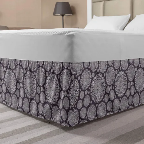Vista 46 de Lunarable Falda de cama elástica de trébol, tréboles de cultura irlandesa con temática del día de San Patricio, 4 hojas, falda de cama de tela