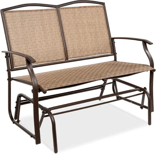 Vista 14 de Best Choice Products Columpio Deslizante de Patio Exterior para 2 Personas, Banco Loveseat Mecedor de Acero para Terraza, Porche con Tela Textilene