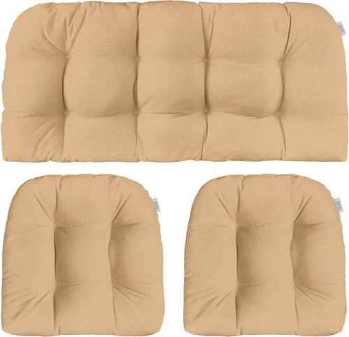 Vista 40 de RSH DECOR: Sunbrella - Juego de 3 cojines de mimbre copetudos 41 x 19 pulgadas y 19 x 19 pulgadas Fabricado con tela de rendimiento Sunbrella