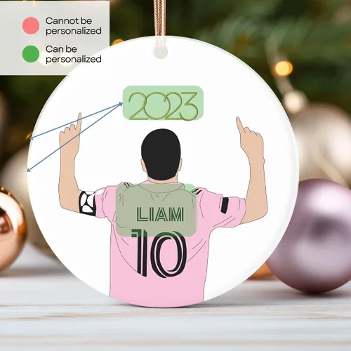 Vista 8 de Adorno de cerámica de fútbol navideño personalizado, regalos de mini pelota de equipo de fútbol, regalo personalizable, recuerdo