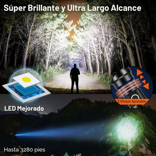 Vista 2 de PHIXTON Linternas Recargables 10000 Altos Lúmenes de Largo Alcance 3280 Pies, Linterna LED USB C Súper Brillante de Larga Duración 15 Horas