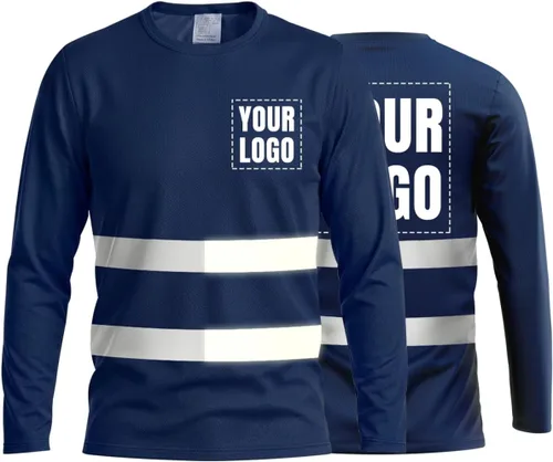 Vista 21 de La alta visibilidad reflexiva de las camisetas de la seguridad del logotipo de encargo Hola Vis de Verde neón - Estilo 8