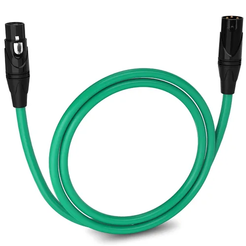 Vista 98 de LyxPro Cable de micrófono XLR hembra a macho de ángulo recto de 3 pines de 1.5 pies para altavoces amplificados, interfaz de audio, rendimiento