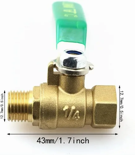 Vista 3 de Válvula de bola de 1/4 pulgadas BLLNDX 1/4 pulgadas NPT compresor de aire Válvula de latón Mini hembra macho en línea interruptor de apagado de bola