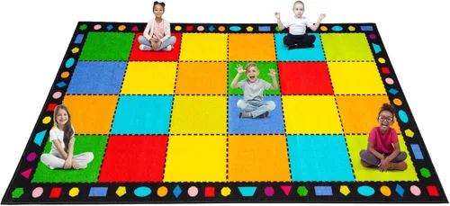 Vista 9 de Booooom Jackson Alfombra de aula grande y colorida con respaldo antideslizante, 9 x 12 pies, alfombra de asiento infantil para aula primaria