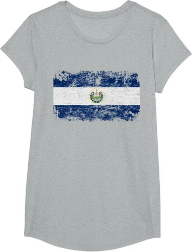 Vista 64 de EL SALVADOR Bandera Vintage Hombres Mujeres Niños Camiseta EL SALVADOR