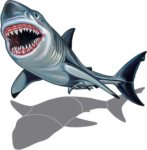 Vista 2 de Great White Shark - Mosaico de porcelana para piscina (32 x 18 pulgadas)