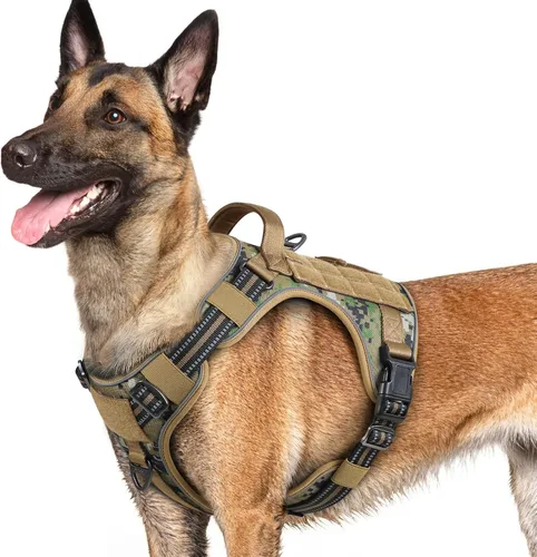 Vista 44 de rabbitgoo - Arnés para perros pequeño sin tirones, chaleco táctico de servicio con Molle y asa de control, arnés militar ajustable y reflectante