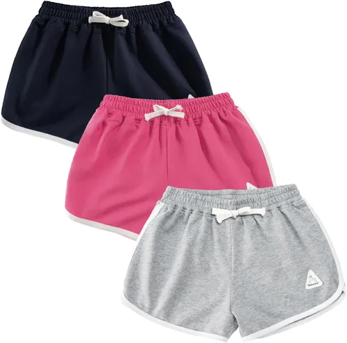 Vista 13 de Rolanko Pantalones cortos activos de delfín para niñas, paquete de 3 unidades, ciclismo, correr, verano, playa, atletismo, deportes, 4-14 años