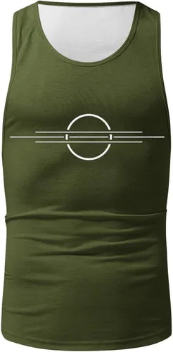 Vista 3 de PARREN Camiseta sin mangas con cuello redondo para hombre, casual, para entrenamiento, deporte, gimnasio, fitness, culturismo, corte holgado, sin