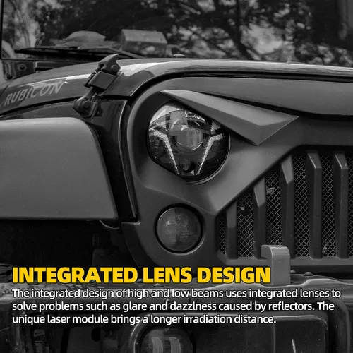 Vista 2 de Faros delanteros DRL personalizados de 7 pulgadas, faros delanteros LED redondos compatibles con Jeep Wrangler JK, JKU, TJ, LJ, Chevy, Ford, GMC