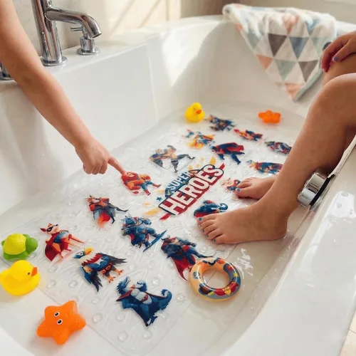 Vista 12 de BEEHOMEE Tapetes de baño para bañera para niños, bebés y niños pequeños - Grandes tapetes antideslizantes de dibujos animados para baño, bañera