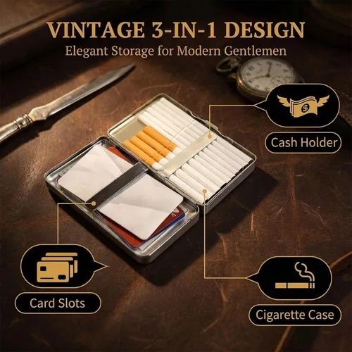 Vista 2 de Vintage Art Deco - Funda versátil para tarjetas y efectivo, cartera delgada de metal para mujeres y hombres, tarjetas de visita de identificación