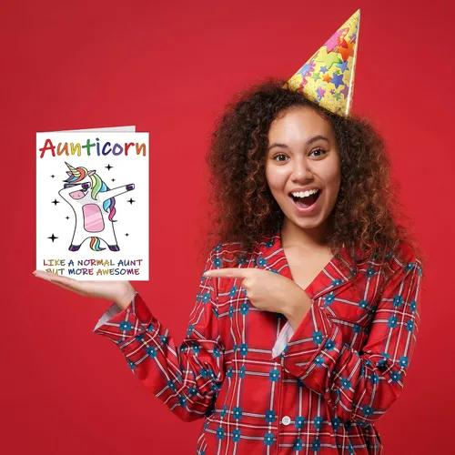 Vista 7 de Stuff4 Tarjetas de cumpleaños para tía para ella, Aunticorn, divertidas tarjetas de cumpleaños para tía, tarjetas de felicitación de cumpleaños A5