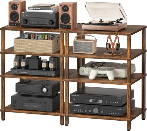 Vista 22 de Soporte para reproductor multimedia AV de 3 niveles, gabinete estéreo, gabinete estéreo moderno, estante de consola de juegos, soporte de TV