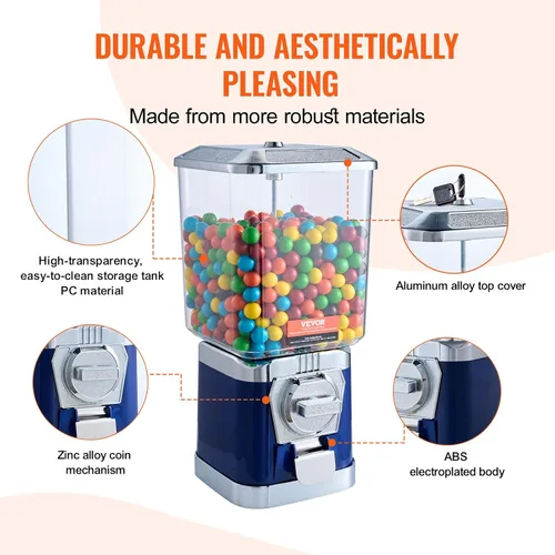 Vista 3 de VEVOR - Máquina expendedora de chicles para niños, de policarbonato, para tiendas de juegos, con monedas para cápsulas de juguete, bolas hinchables
