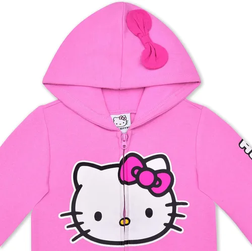 Vista 2 de Hello Kitty Sudadera con capucha con cremallera para niñas para bebés niños pequeños y pequeños color rosa Rosado
