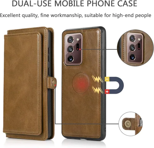 Vista 3 de Asuwish Funda de teléfono para Samsung Galaxy Note 20 Ultra Glaxay Note20 Plus 5G, funda desmontable con protector de pantalla, tarjetero con tapa