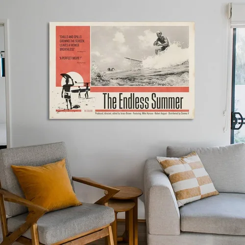 Vista 6 de Póster de película retro de verano sin fin, pósteres e impresiones artísticas de pared para sala de estar, dormitorio, decoración de 12 x 18