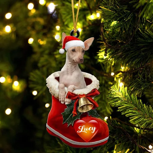 Vista 57 de Adorno de Navidad de perro afgano en bota de Papá Noel, adorno de nombre de perro personalizado, regalo para amante de los perros, decoración
