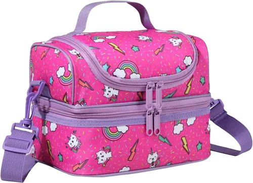 Vista 11 de Chase Chic Bolsa de almuerzo para niños, astronauta negro, poliéster, ligera, bien organizada, a prueba de fugas, 9.4x6.3x6.7 in
