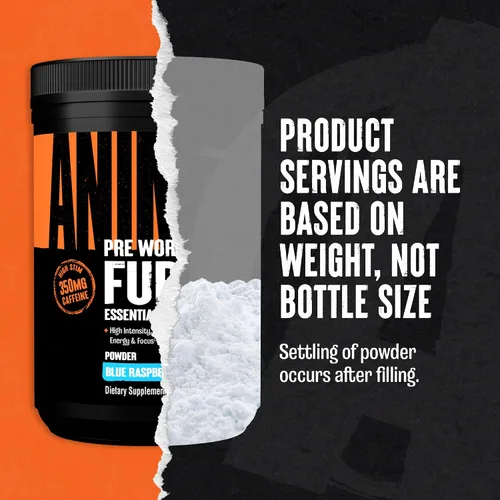 Vista 2 de Animal Fury - Suplemento en polvo antes del entrenamiento para energía y concentración, 0.18 onzas de BCAA y 350 mg de óxido nítrico de cafeína sin