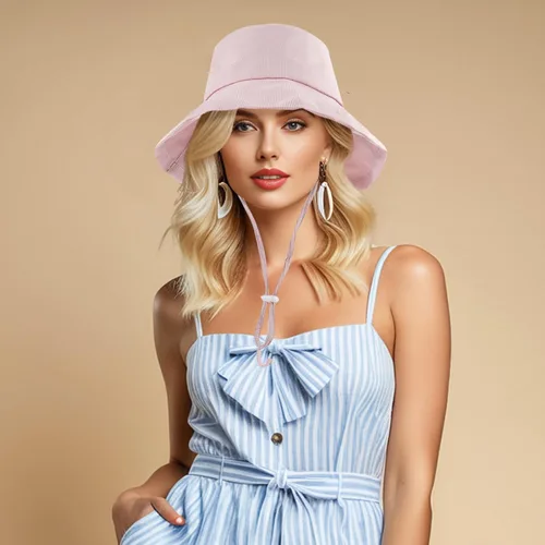 Vista 3 de DOCILA Sombrero de pescador para mujer, con estampado de rayas, para todas las estaciones, gorras de protección solar