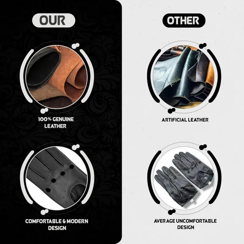 Vista 6 de M&H Since 1978 Guantes de conducción para hombre - Guantes de cuero para hombre - Guantes de conducción de automóviles - Guantes de conducción