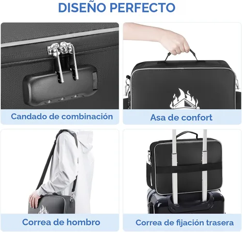Vista 4 de BALEINE Caja de Documentos Ignífuga con Cerradura, Bolsa de Documentos Ignífuga Portátil Impermeable Cajas de Archivos Ignífugas para Documentos