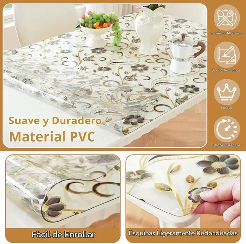 Vista 6 de LovePads Protector de mesa floral de 24 x 36 pulgadas, 1.5mm de grosor, cubierta de mesa de plástico impermeable, mantel de vinilo rectangular