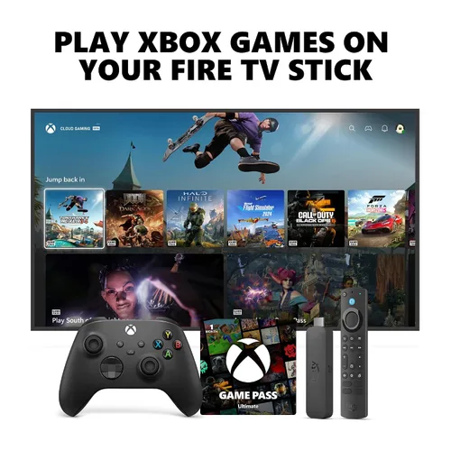 Vista 11 de Xbox Wireless Controller (2025) Carbon Black + Fire TV Stick 4K Game Pass Ultimate 1 Month - Gaming Bundle, Windows, Mobile & Smart TVs