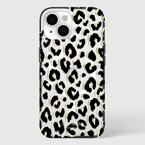 Vista 7 de Kate Spade New York Funda para iPhone 15 / 14 / 13, Compatible con MagSafe - Leopardo de Ciudad Negro