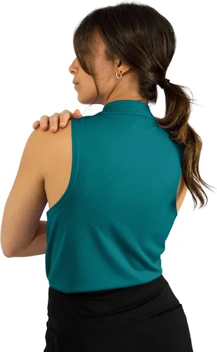 Vista 4 de Three Sixty Six Womens Sleeveless Collarless Golf Polo Shirt with Zipper - Quick Dry Tank Tops for Women