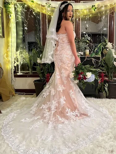 Vista 2 de Babyonline - Velos de boda para mujer longitud de la punta de los dedos 2 niveles para novia