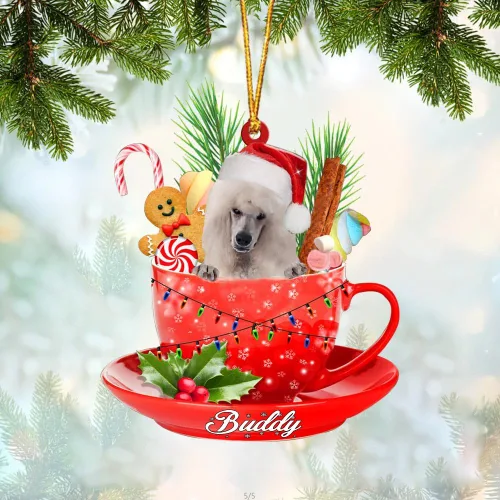 Vista 58 de Alaskan Malamute - Adorno de tetera de perro sentado en una tetera de Navidad, adorno de Navidad con nombre personalizado, adorno de automóvil