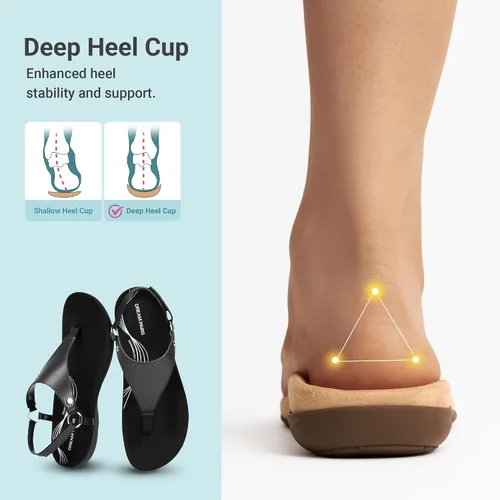 Vista 6 de DREAM PAIRS Sandalias planas para mujer, con soporte de arco, ortopédicas, cómodas, suaves, acolchadas, para verano, con correa en T