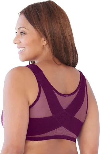Vista 2 de Comfort Choice Brasier de postura sin aros con cierre frontal para mujer, talla grande, cierre frontal, correas anchas ajustables