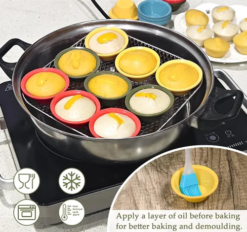 Vista 3 de Webake 24 piezas de silicona Puto Molder filipino de tamaño pequeño, 2.2 pulgadas de plástico de repuesto para hornear, molinillo Kutsinta