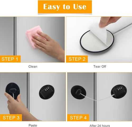 Vista 5 de 4 cerraduras para refrigerador, cerradura de puerta de refrigerador sin taladro, cerradura de nevera con contraseña, mini cerradura digital