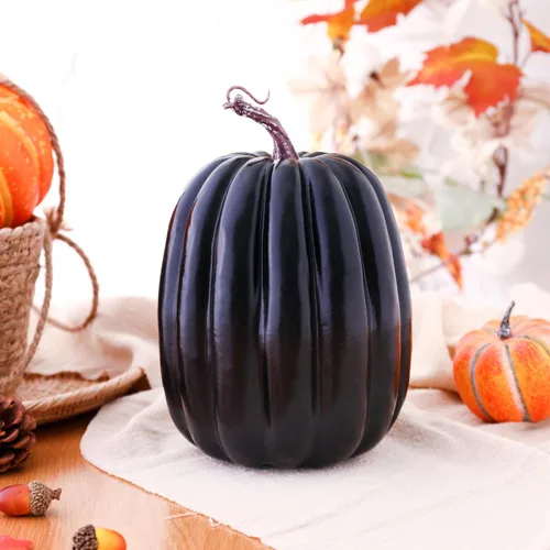 Vista 2 de Lucakuins Calabazas artificiales grandes de 8 pulgadas, calabazas blancas decorativas de espuma, lindas calabazas falsas para decoración del hogar