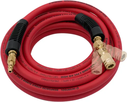Vista 12 de INTERTOOL Manguera de compresor de aire 1/4-pulgada x 25 pies, ligera con acoplador rápido resistente y enchufe de servicio pesado - Resistente a