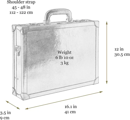 Vista 7 de Time Resistance Funda de cuero para portátil de hasta 15 pulgadas - Maletín de cuero italiano de grano completo - Estuche rígido con cerradura