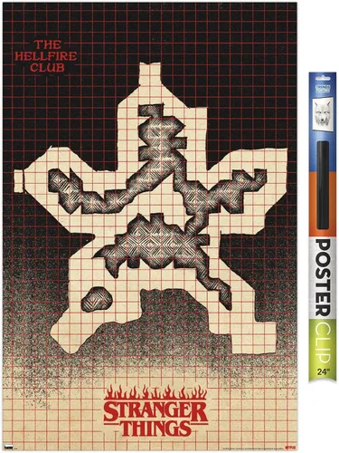 Vista 19 de Trends International Netflix Stranger Things: Season 4 - Póster de pared con mapa de Hellfire Club, 14.725 x 22.375 pulgadas, versión enmarcada