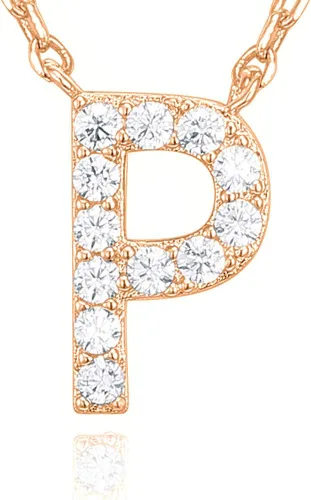 Vista 119 de PAVOI 14K White Gold Plated Cubic Zirconia Initial Necklace Letter Dainty Necklaces for Women