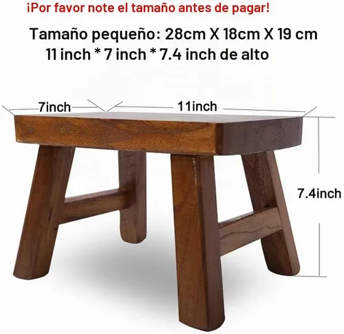Vista 3 de Taburete resistente de madera maciza, pequeño para niños y adultos, soporte para plantas, taburete de pesca (marrón)