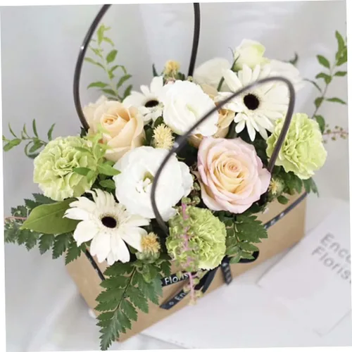 Vista 4 de Ckuakiwu Bolsas de ramo de flores, bolsa de regalo de flores de papel kraft con asa, bolsa de regalo, caja de regalo floral para recuerdos