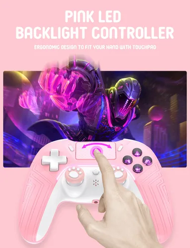 Vista 2 de PHNIXGAM Pink Wireless Controller Compatible with Ps4Ps4 ProPs4 SlimPCiOS 13.4 AboveAndroid 10, Gaming Controller with Touchpad, Motion Sensor