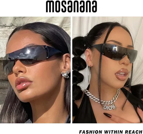 Vista 4 de mosanana Y2K - Gafas de sol envolventes para mujeres y hombres, mod. VOLVER