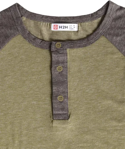 Vista 5 de H2H Camisetas Henley de manga corta raglán para hombre